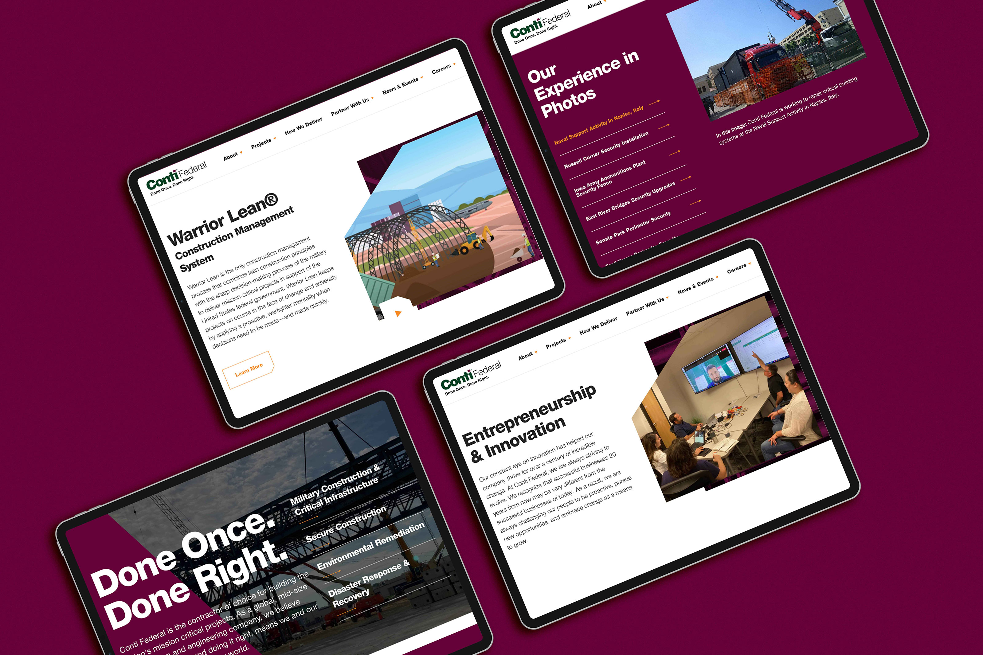 Conti Federal construction website design on tablet