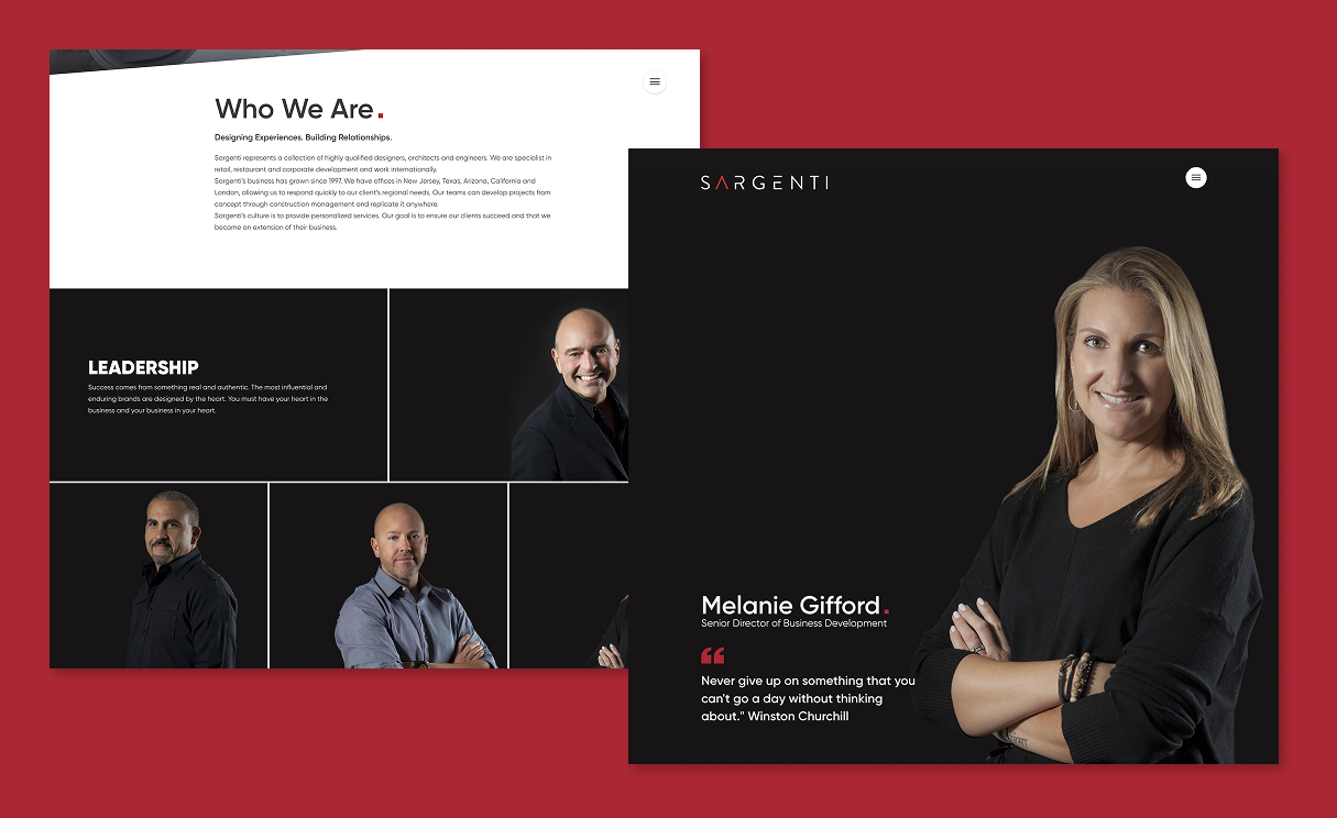 architecture website team bio pages
