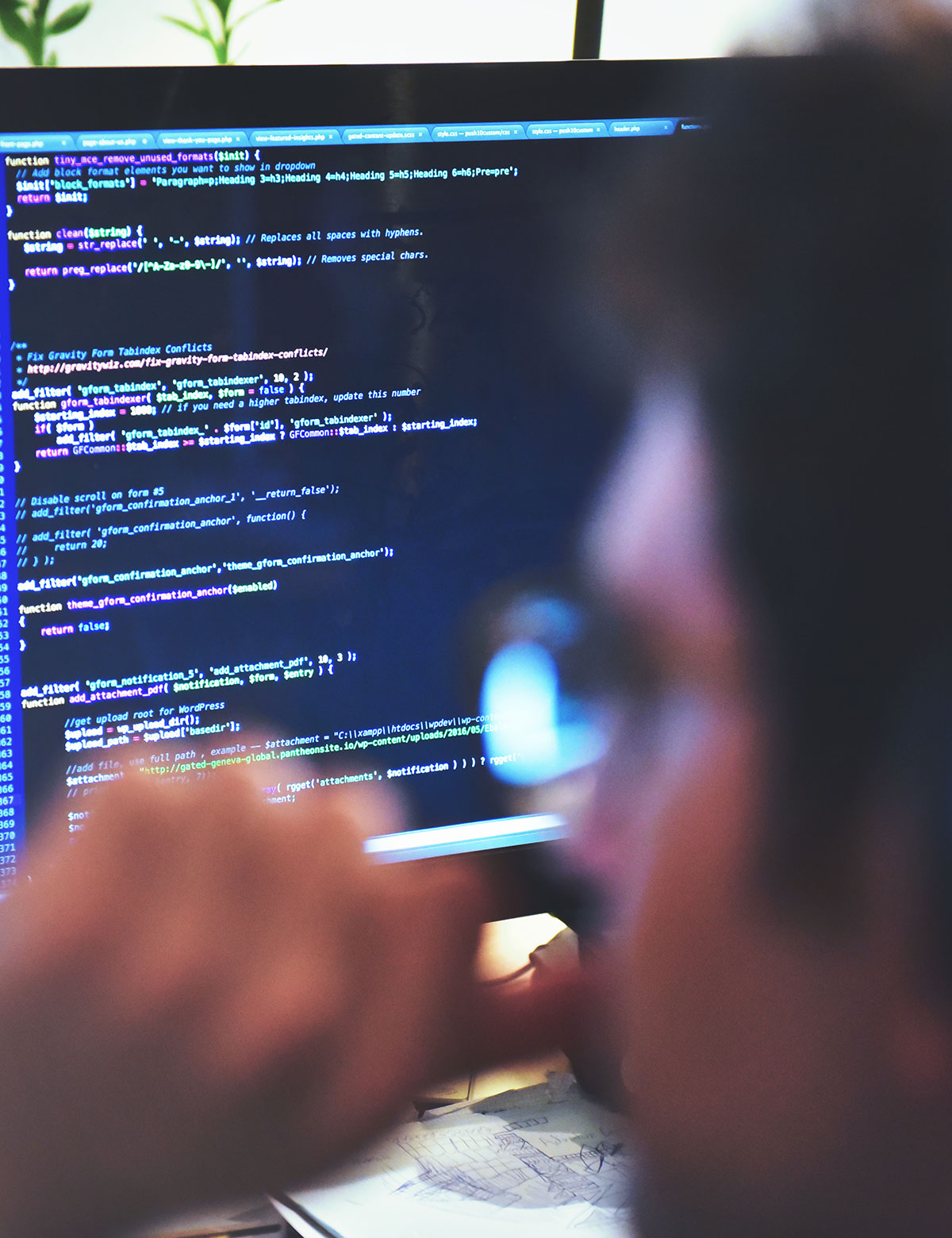 website maintenance developer writing code