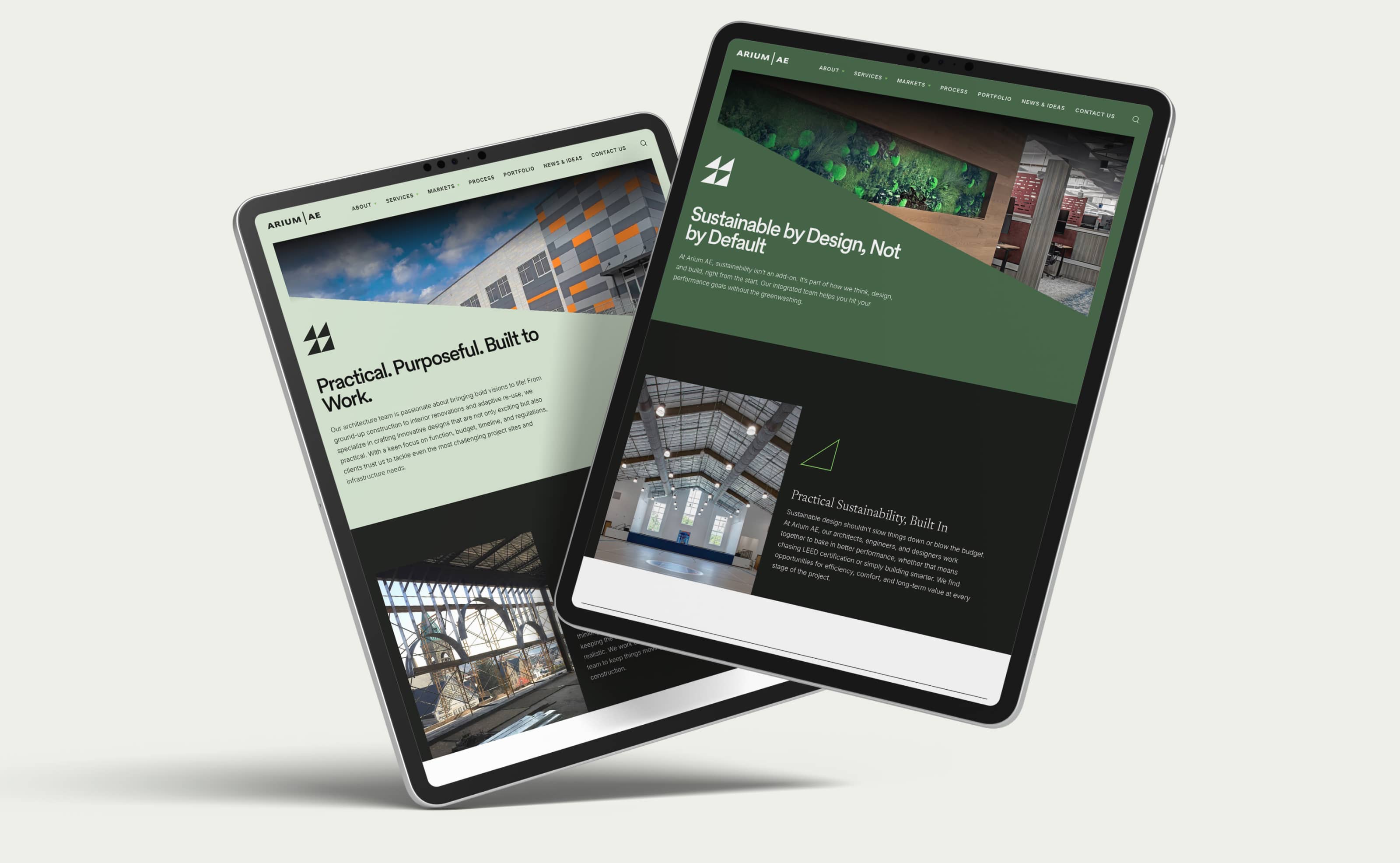 iPad mockup of Arium website