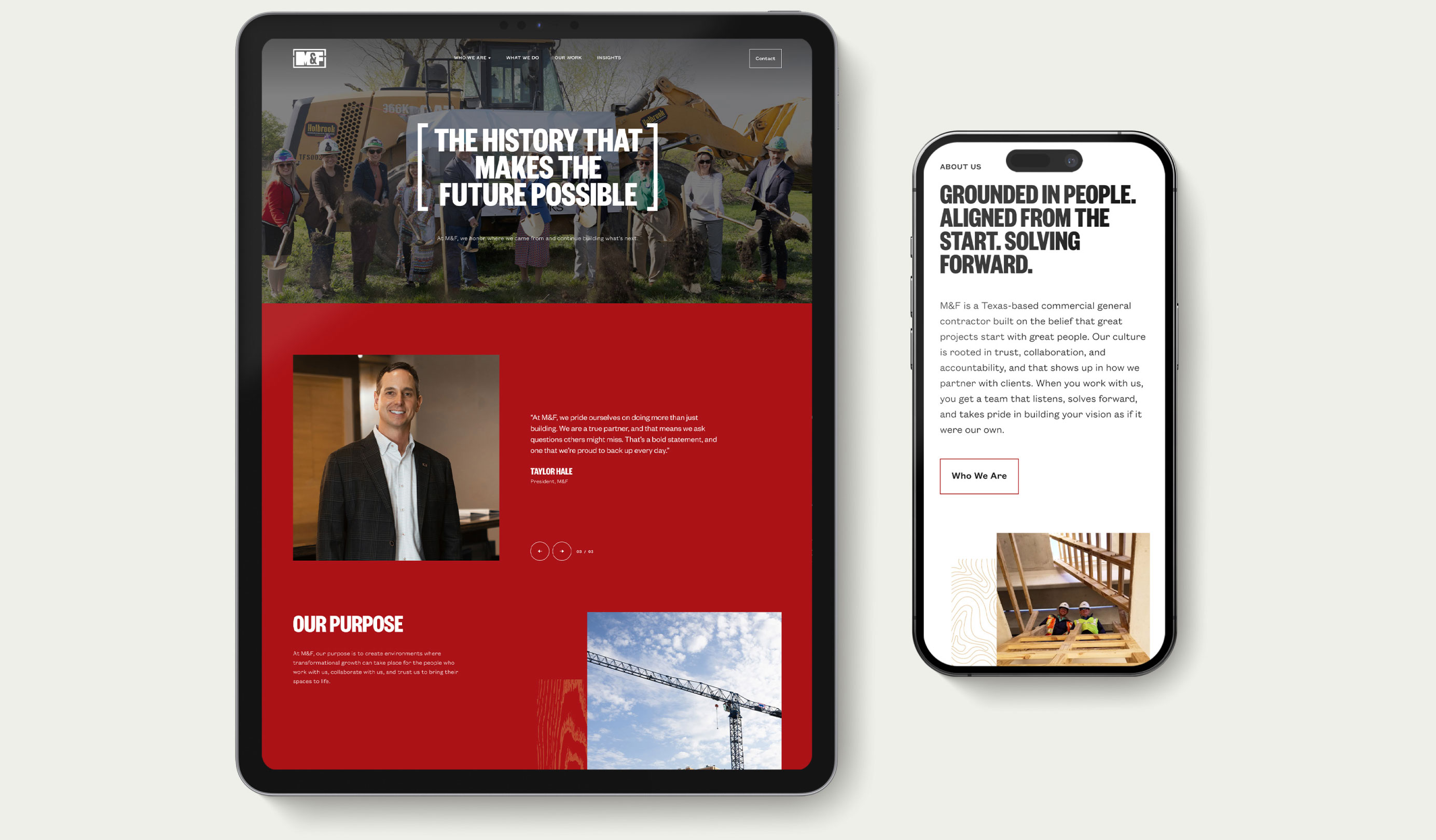 construction web design on responsive devices