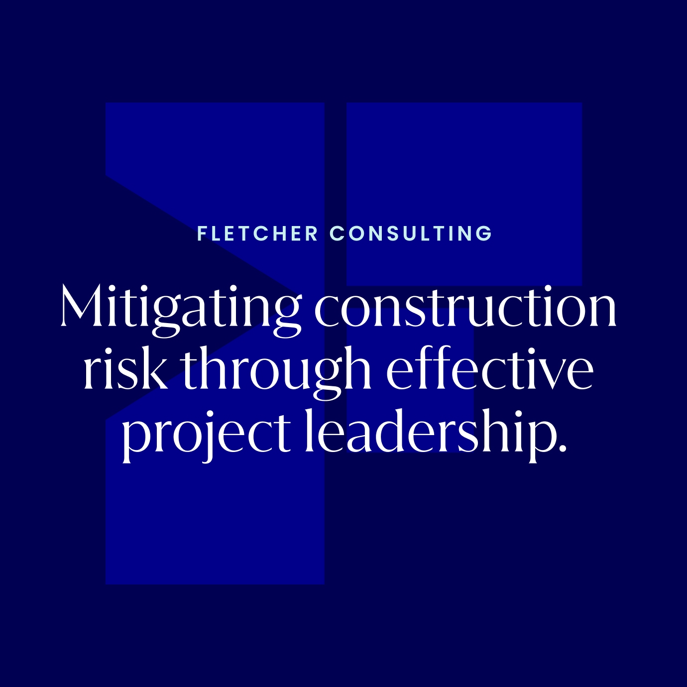 Graphic of F fletcher mark with slogan overlaying mark