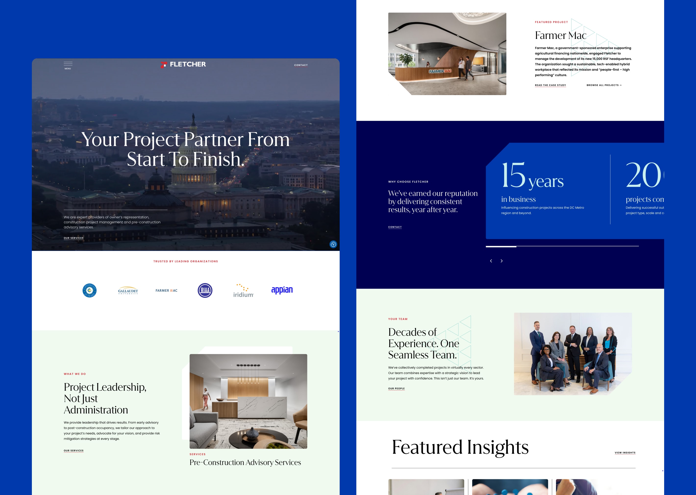 Website page flat of the homepage of Fletcher