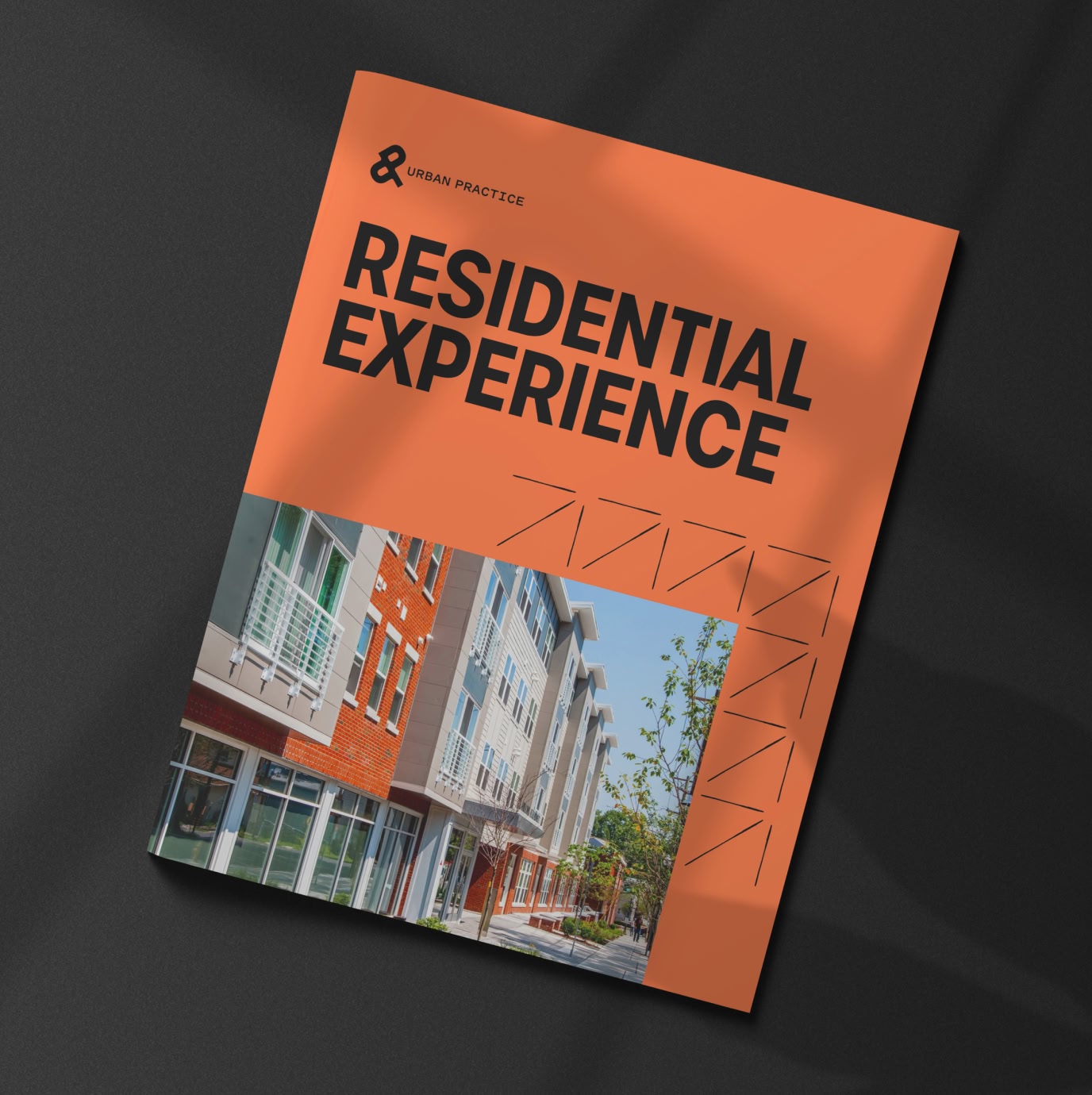 RFP brochure cover muckup laying on a black background